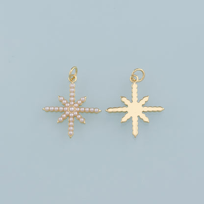 18K Gold Filled Pearl Star Pendant,Polar Star Charm Bracelet Necklace for DIY Jewelry Making Supply