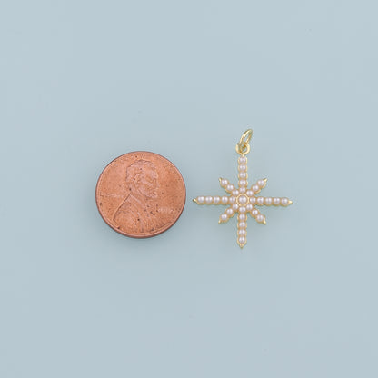 18K Gold Filled Pearl Star Pendant,Polar Star Charm Bracelet Necklace for DIY Jewelry Making Supply