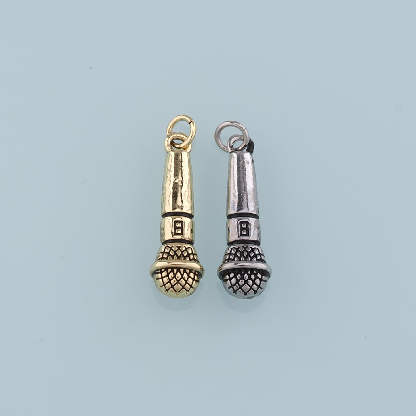 Gold Microphone Charms,18K Gold Filled Microphone Pendant,Microphone Charm Bracelet Necklace for DIY Jewelry Making Supply