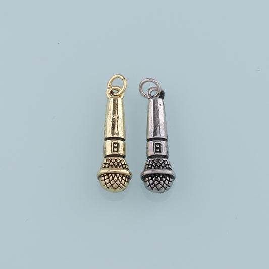 Gold Microphone Charms,18K Gold Filled Microphone Pendant,Microphone Charm Bracelet Necklace for DIY Jewelry Making Supply