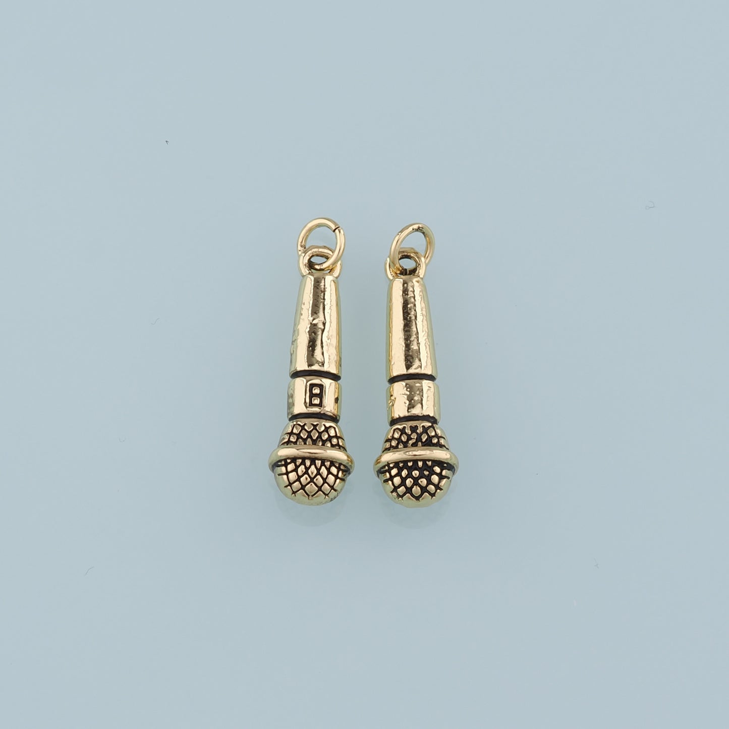 Gold Microphone Charms,18K Gold Filled Microphone Pendant,Microphone Charm Bracelet Necklace for DIY Jewelry Making Supply