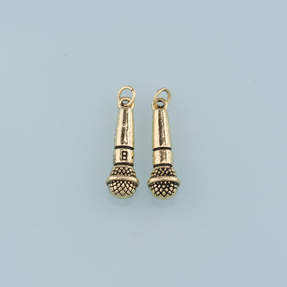 Gold Microphone Charms,18K Gold Filled Microphone Pendant,Microphone Charm Bracelet Necklace for DIY Jewelry Making Supply