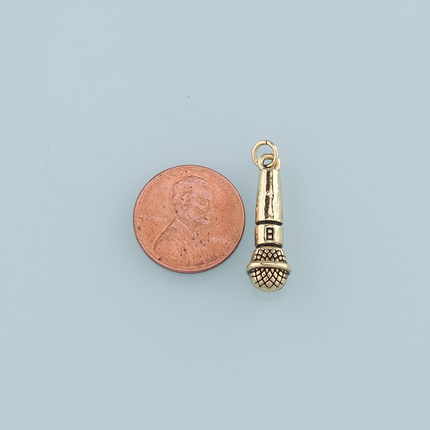 Gold Microphone Charms,18K Gold Filled Microphone Pendant,Microphone Charm Bracelet Necklace for DIY Jewelry Making Supply