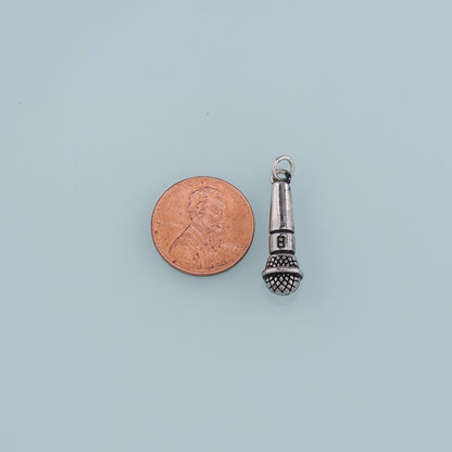 Gold Microphone Charms,18K Gold Filled Microphone Pendant,Microphone Charm Bracelet Necklace for DIY Jewelry Making Supply