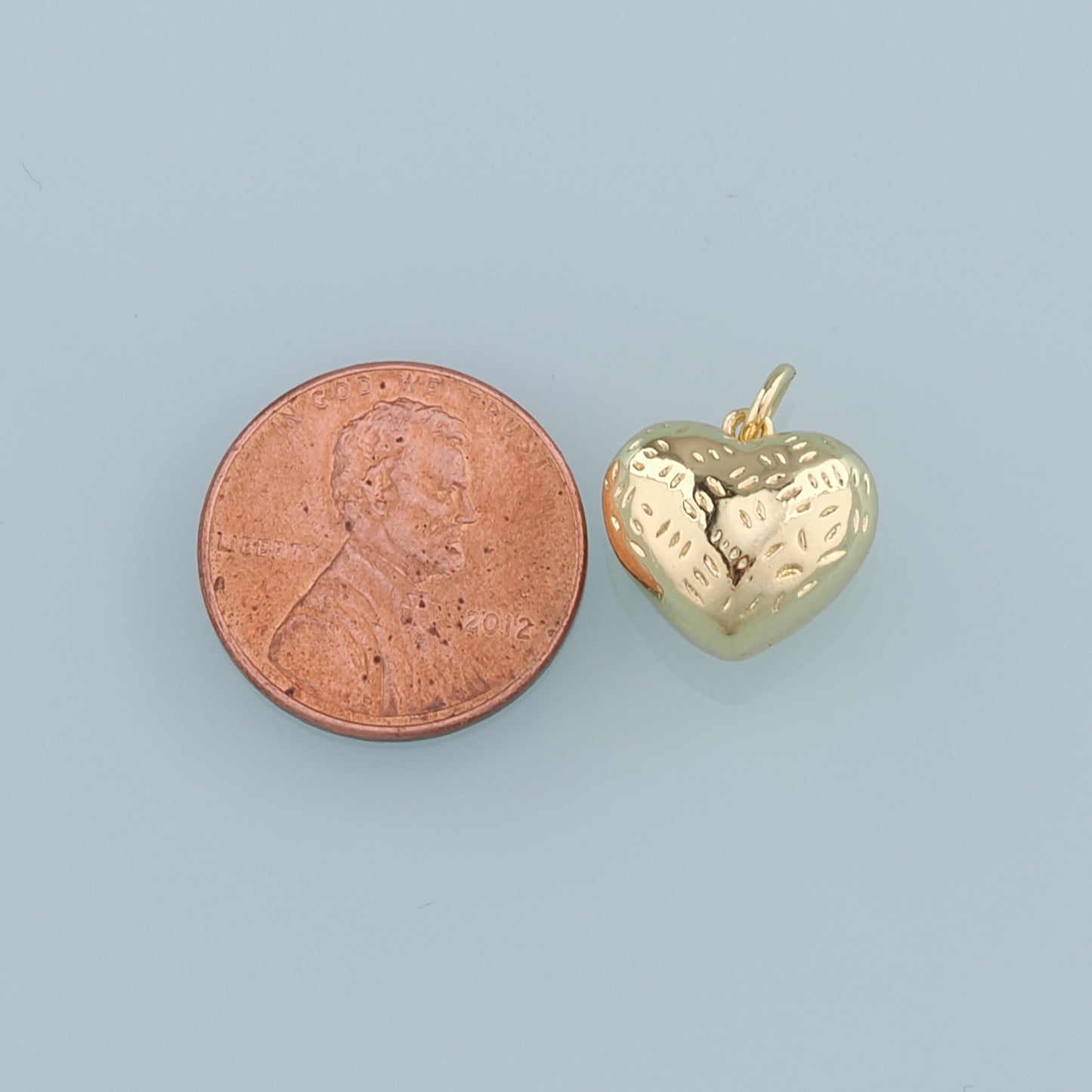 18K Gold Filled Heart Pendant,Heart Charm Bracelet Necklace for DIY Jewelry Making Supply