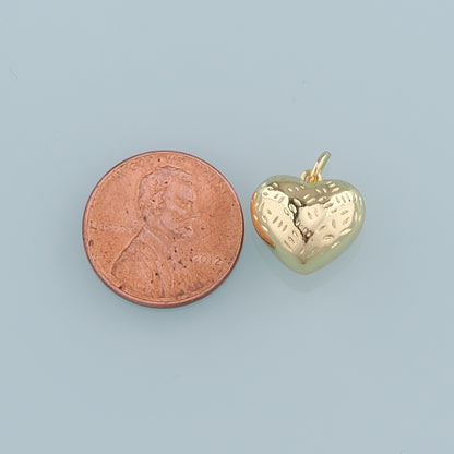 18K Gold Filled Heart Pendant,Heart Charm Bracelet Necklace for DIY Jewelry Making Supply