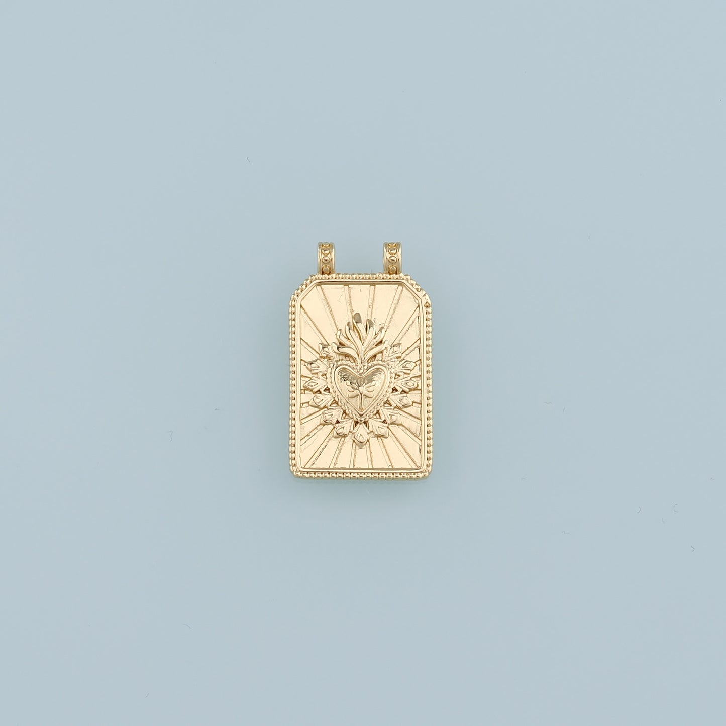 18K Gold Filled Sacred Heart Pendant,Rectangle Sacred Heart Charm Bracelet Necklace for DIY Jewelry Making Supply