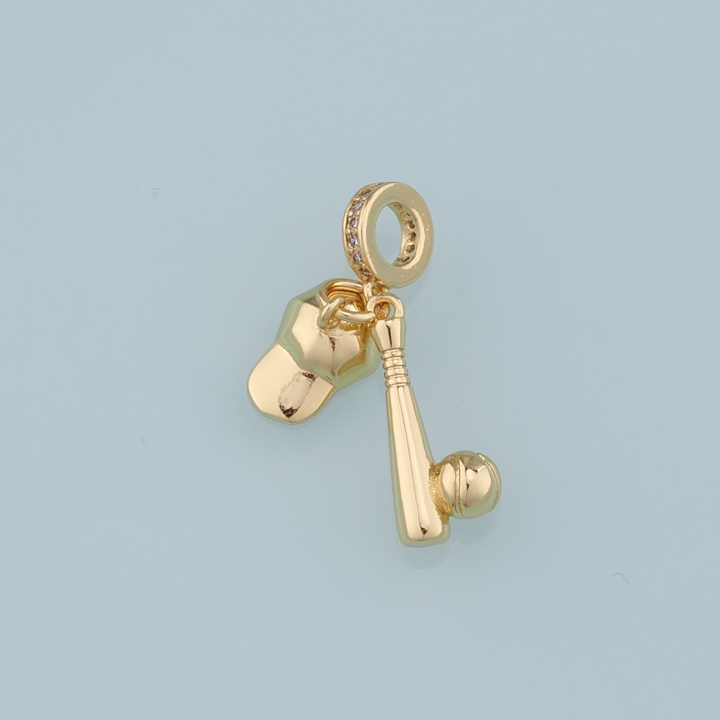 18K Gold Filled Baseball Pendant,Baseball Cap Charm Bracelet Necklace for DIY Jewelry Making Supply