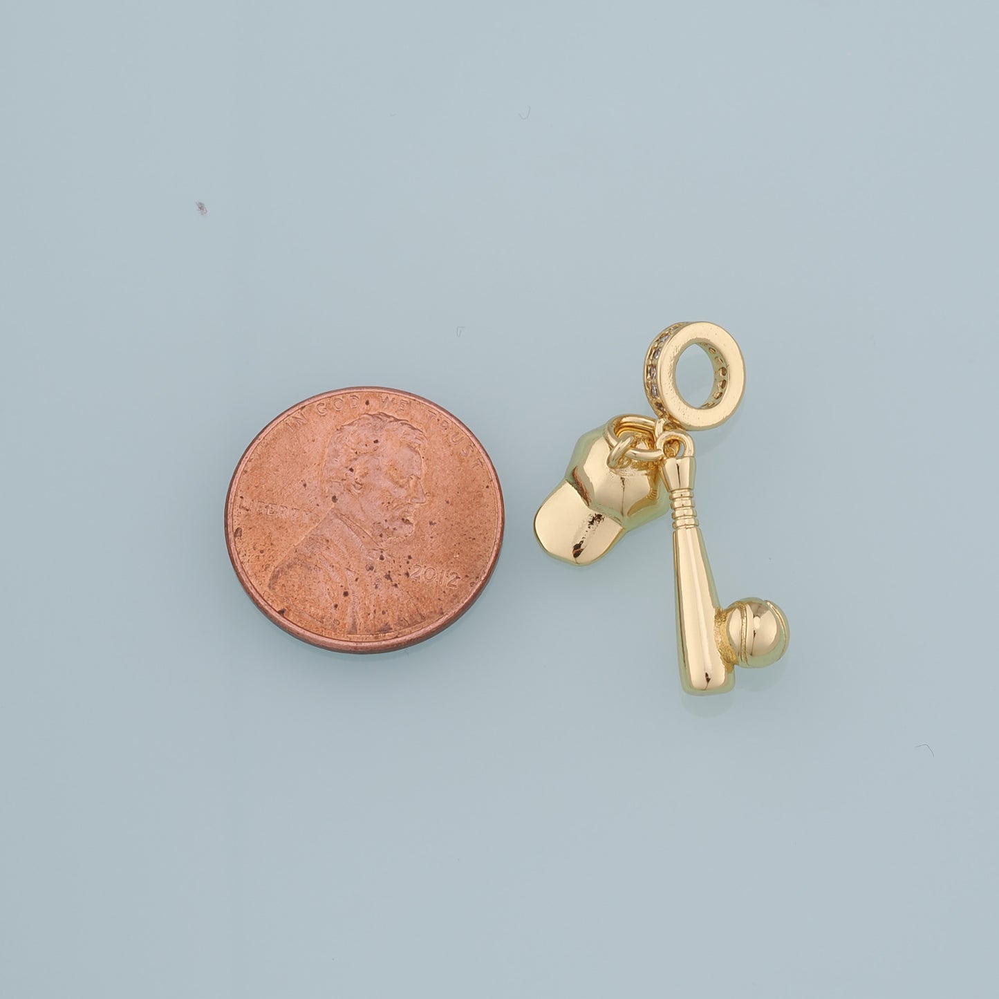 18K Gold Filled Baseball Pendant,Baseball Cap Charm Bracelet Necklace for DIY Jewelry Making Supply
