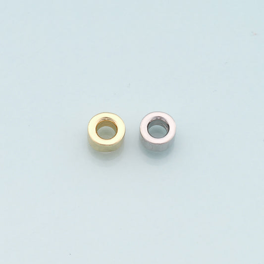 Gold Round Beads Charms,18K Gold Filled Round Flat Spacer beads Bracelet Necklace for DIY Jewelry Making Supply