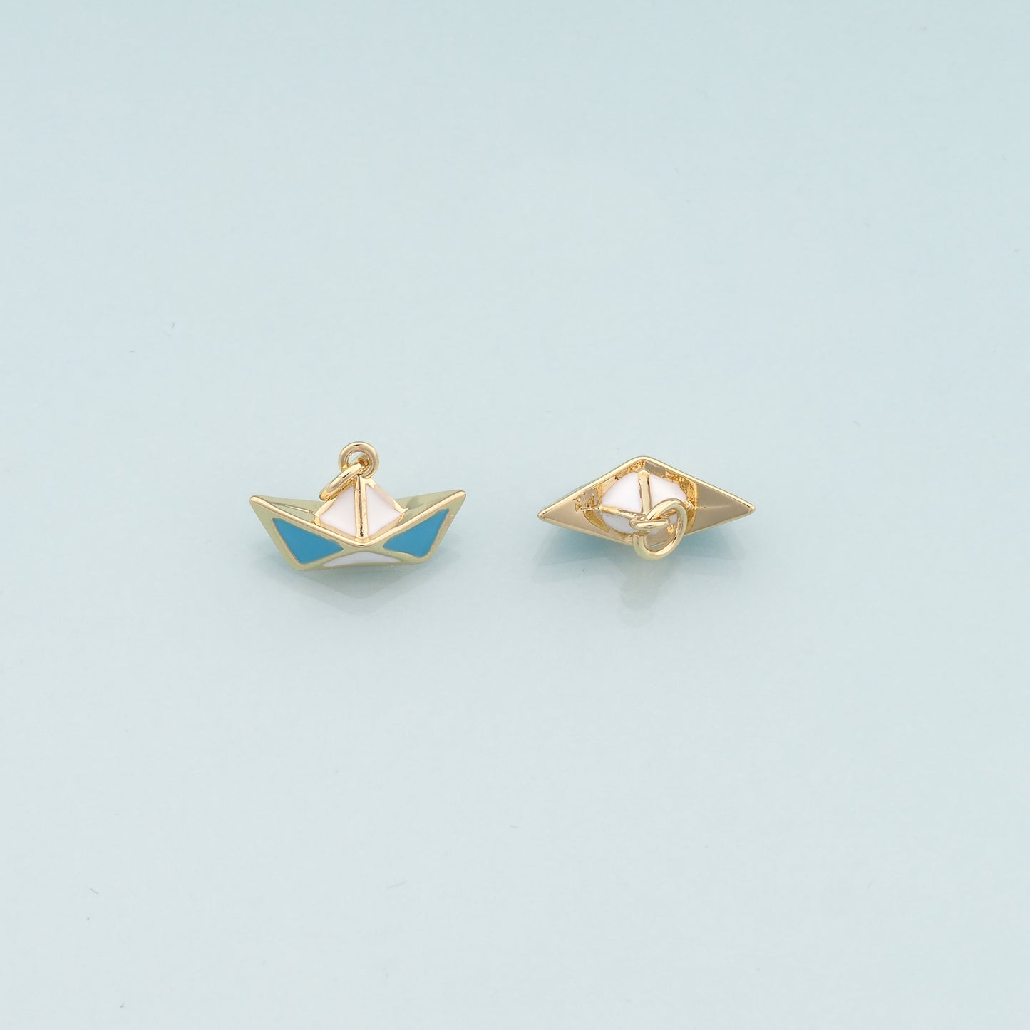 Gold Boat Charms,18K Gold Filled Sailboat Pendant,Enamel Navigation Charm Bracelet Necklace for DIY Jewelry Making Supply