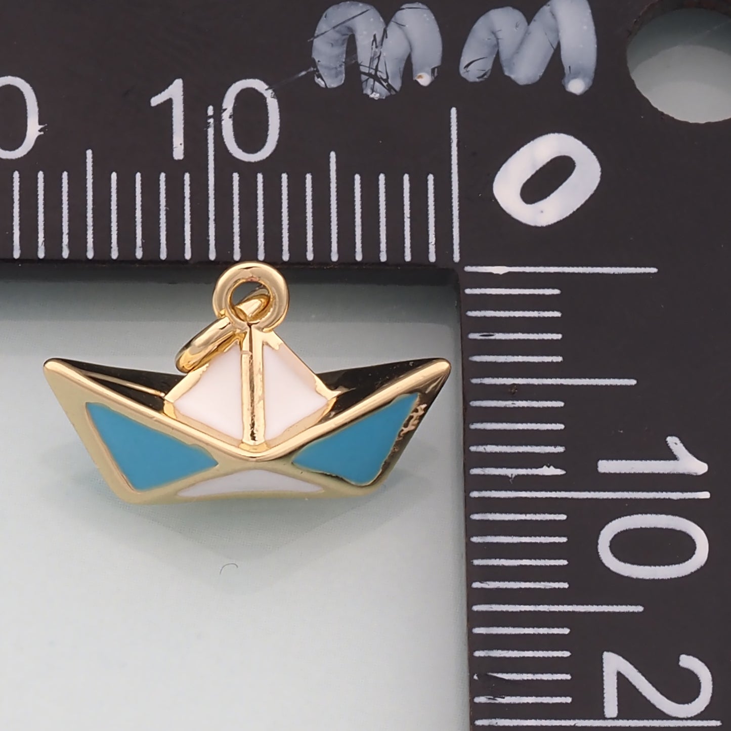 Gold Boat Charms,18K Gold Filled Sailboat Pendant,Enamel Navigation Charm Bracelet Necklace for DIY Jewelry Making Supply