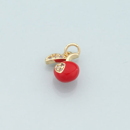 Gold Apple Charms,18K Gold Filled Apple Pendant,Enamel Fruit Charm Bracelet Necklace for DIY Jewelry Making Supply