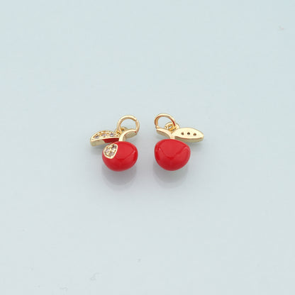Gold Apple Charms,18K Gold Filled Apple Pendant,Enamel Fruit Charm Bracelet Necklace for DIY Jewelry Making Supply