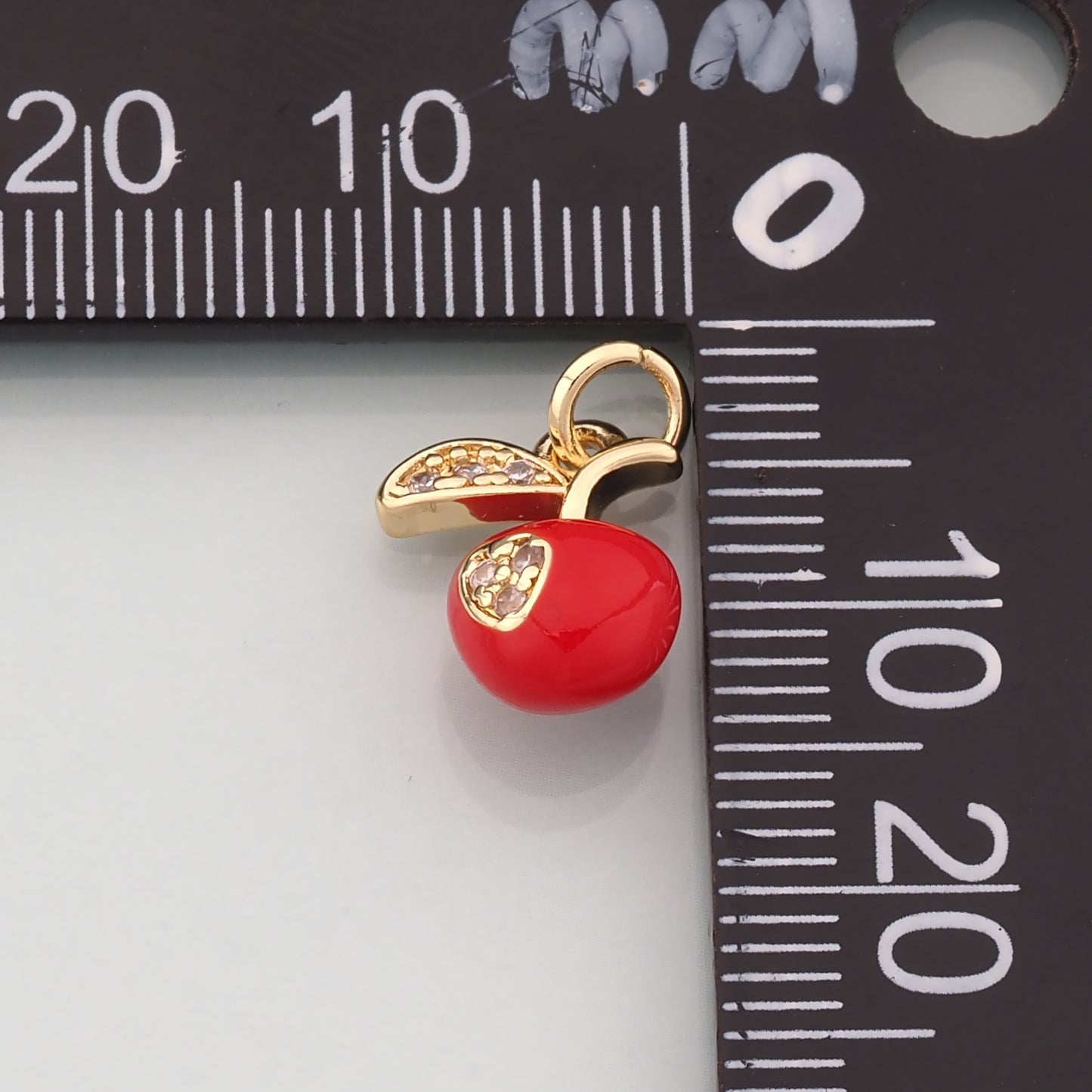 Gold Apple Charms,18K Gold Filled Apple Pendant,Enamel Fruit Charm Bracelet Necklace for DIY Jewelry Making Supply