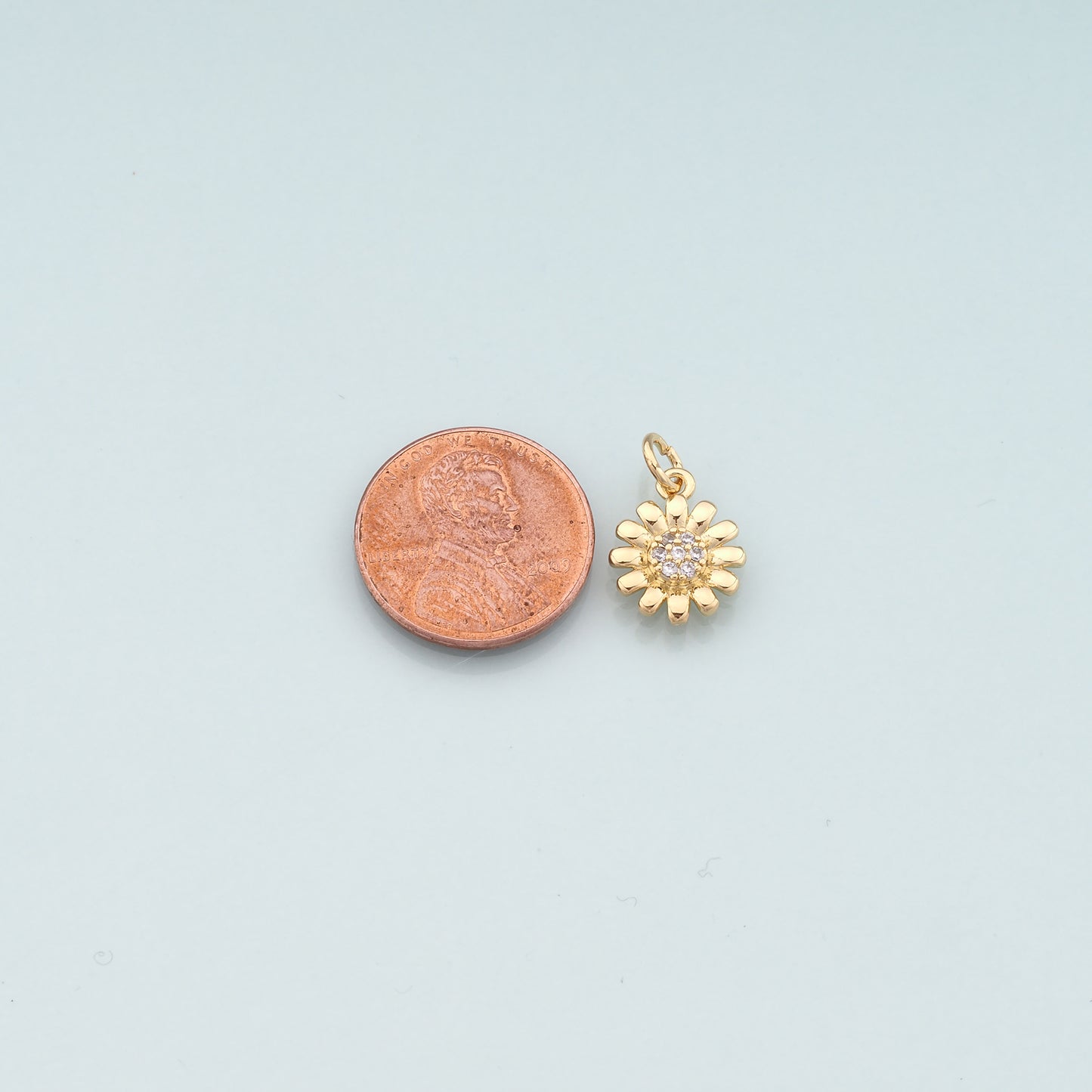 Gold Flower Charms,18K Gold Filled Flower Pendant,CZ Micro Pave Flower Charm Bracelet Necklace for DIY Jewelry Making Supply