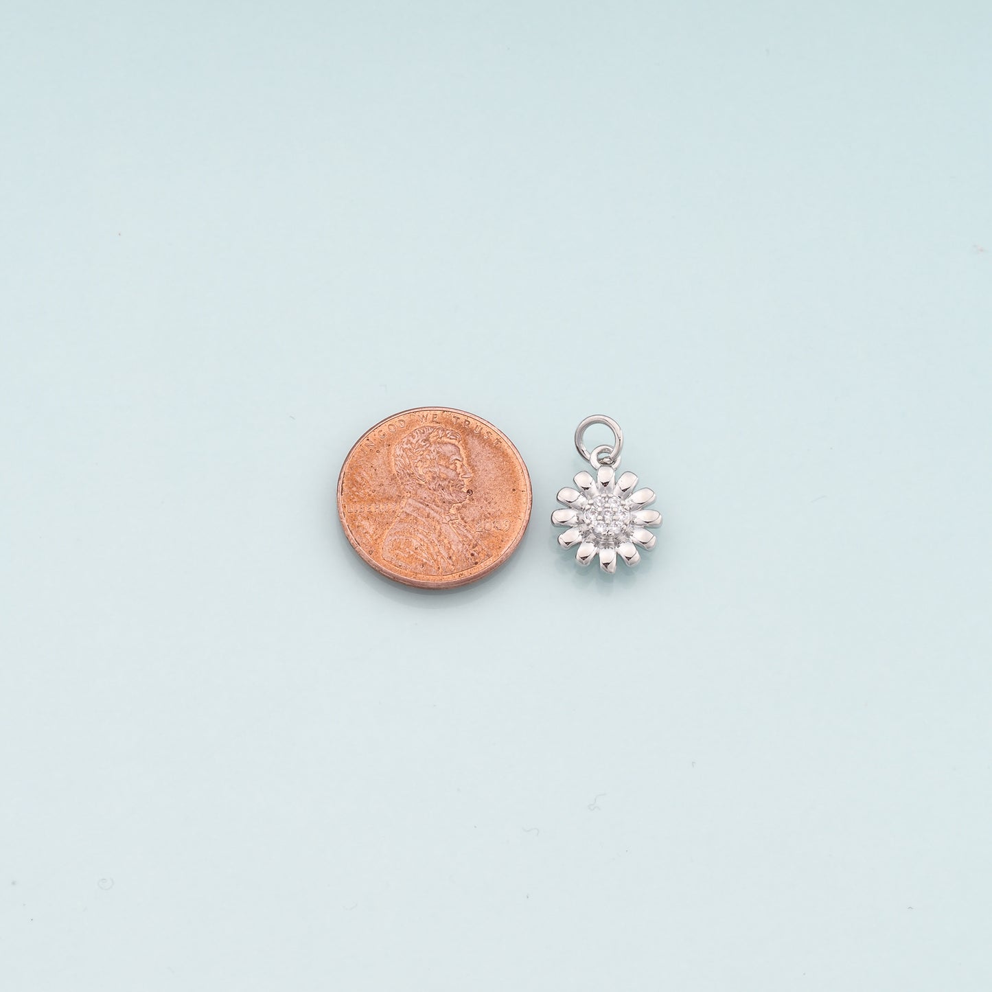 Gold Flower Charms,18K Gold Filled Flower Pendant,CZ Micro Pave Flower Charm Bracelet Necklace for DIY Jewelry Making Supply