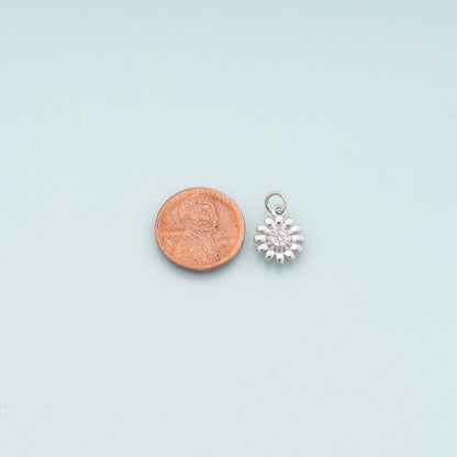 Gold Flower Charms,18K Gold Filled Flower Pendant,CZ Micro Pave Flower Charm Bracelet Necklace for DIY Jewelry Making Supply
