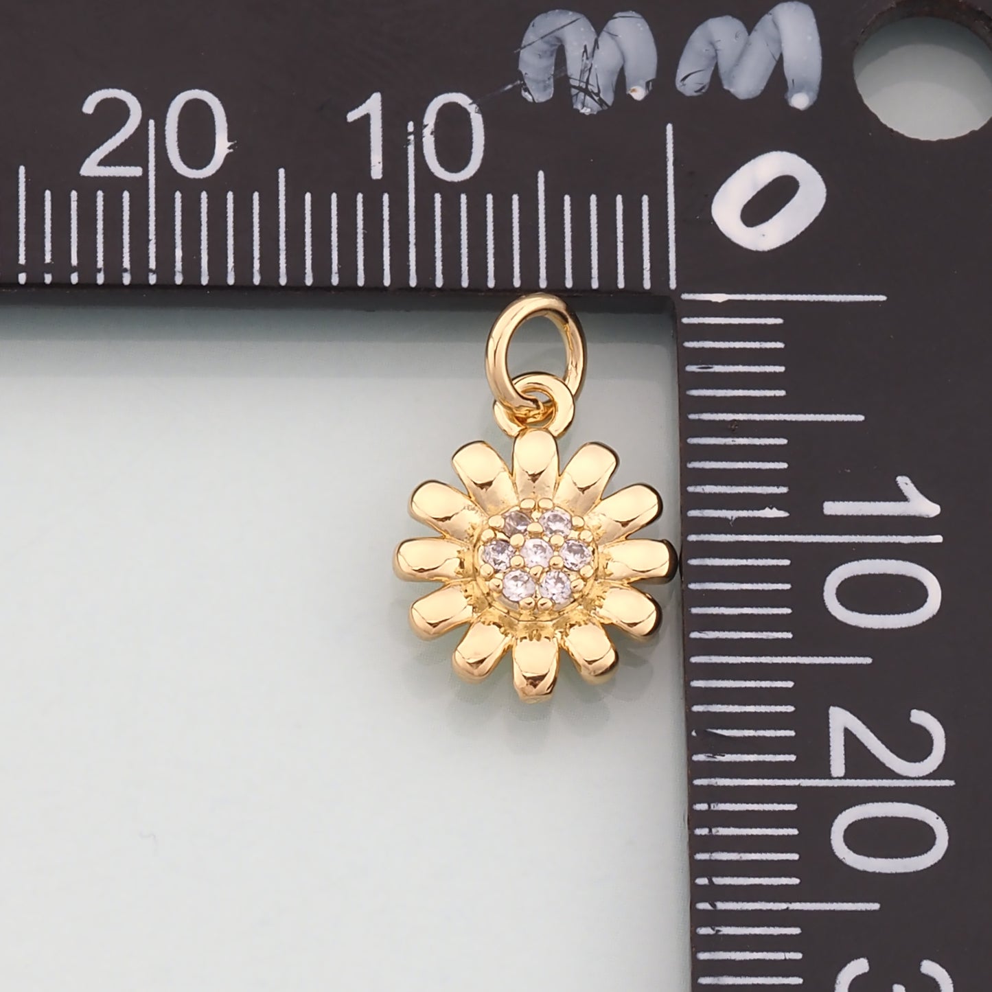 Gold Flower Charms,18K Gold Filled Flower Pendant,CZ Micro Pave Flower Charm Bracelet Necklace for DIY Jewelry Making Supply