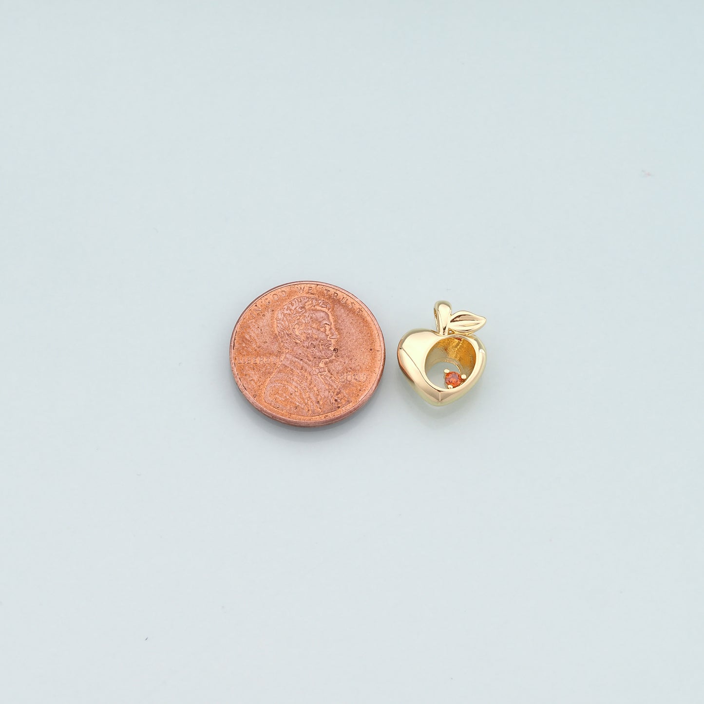 Gold Apple Charms,18K Gold Filled Apple Pendant,CZ Micro Pave  Fruit Charm Bracelet Necklace for DIY Jewelry Making Supply