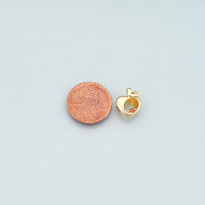 Gold Apple Charms,18K Gold Filled Apple Pendant,CZ Micro Pave  Fruit Charm Bracelet Necklace for DIY Jewelry Making Supply