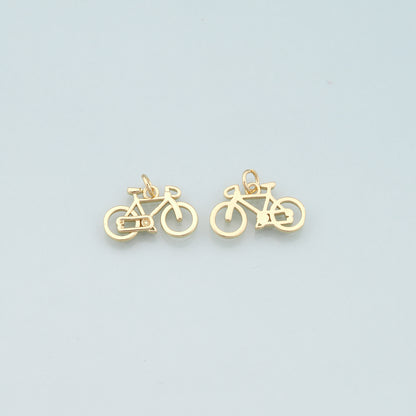 Gold Sports Charms,18K Gold Filled Bicycle Pendant,Bicycle Charm Bracelet Necklace for DIY Jewelry Making Supply