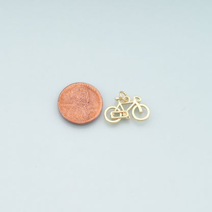 Gold Sports Charms,18K Gold Filled Bicycle Pendant,Bicycle Charm Bracelet Necklace for DIY Jewelry Making Supply