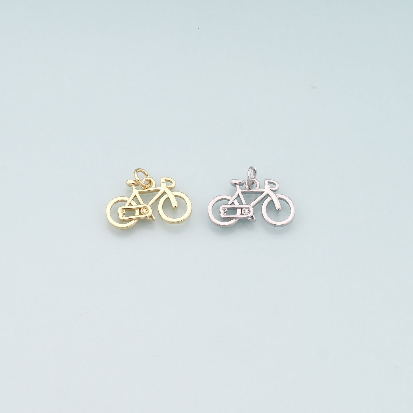 Gold Sports Charms,18K Gold Filled Bicycle Pendant,Bicycle Charm Bracelet Necklace for DIY Jewelry Making Supply