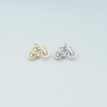 Gold Sports Charms,18K Gold Filled Bicycle Pendant,Bicycle Charm Bracelet Necklace for DIY Jewelry Making Supply