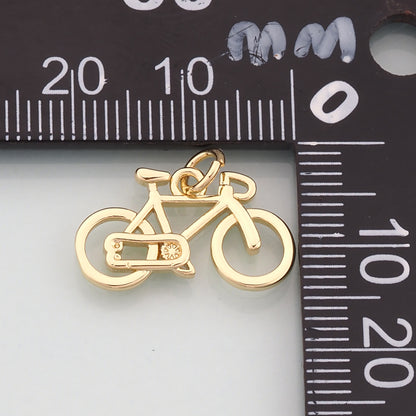 Gold Sports Charms,18K Gold Filled Bicycle Pendant,Bicycle Charm Bracelet Necklace for DIY Jewelry Making Supply