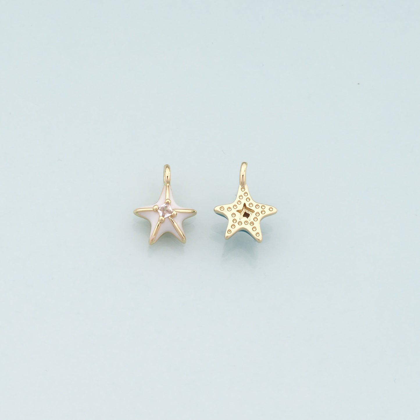 Gold Starfish Charms,18K Gold Filled Sea star Pendant,Enamel Starfish Charm Bracelet Necklace for DIY Jewelry Making Supply
