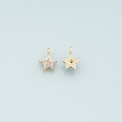 Gold Starfish Charms,18K Gold Filled Sea star Pendant,Enamel Starfish Charm Bracelet Necklace for DIY Jewelry Making Supply