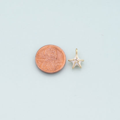 Gold Starfish Charms,18K Gold Filled Sea star Pendant,Enamel Starfish Charm Bracelet Necklace for DIY Jewelry Making Supply