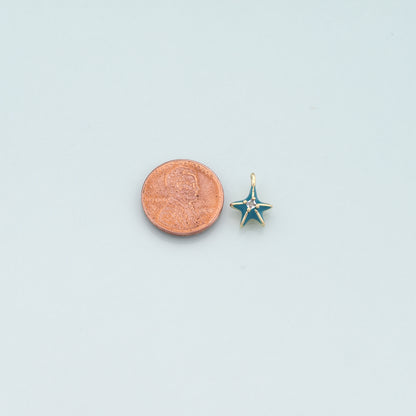 Gold Starfish Charms,18K Gold Filled Sea star Pendant,Enamel Starfish Charm Bracelet Necklace for DIY Jewelry Making Supply