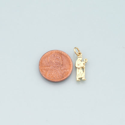 18K Gold Filled Shepherd Pendant,Dainty Shepherd Charm Bracelet Necklace for DIY Jewelry Making Supply