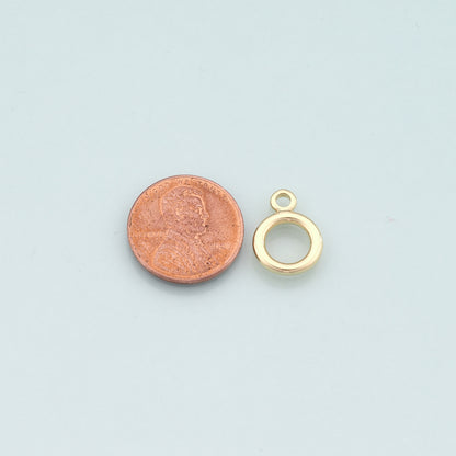 18K Gold Filled Round Pendant,Round Charm Bracelet Necklace for DIY Jewelry Making Supply