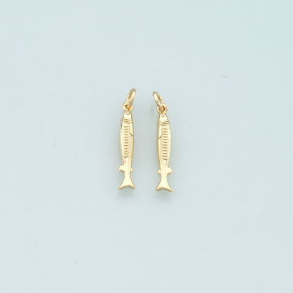 Gold Fish Charms,18K Gold Filled Fish Pendant,Ocean Charm Bracelet Necklace for DIY Jewelry Making Supply