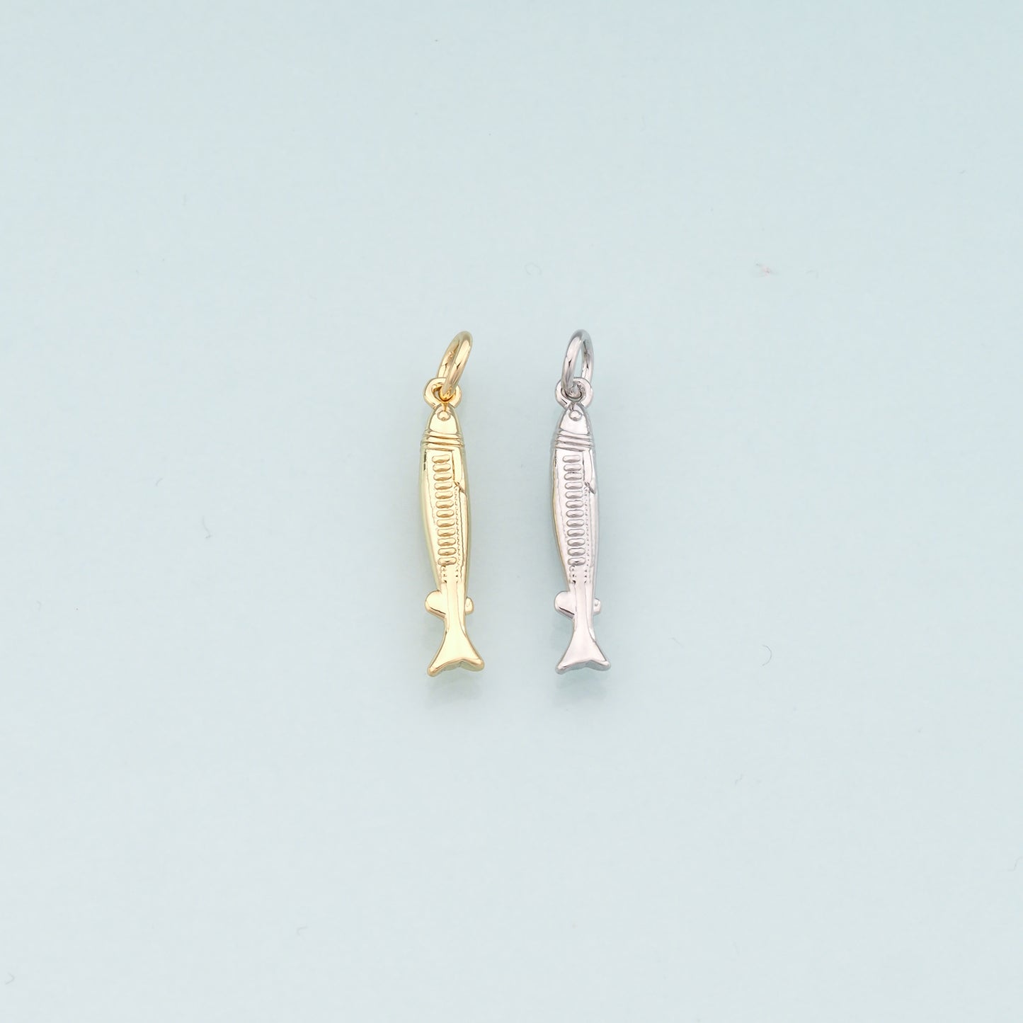 Gold Fish Charms,18K Gold Filled Fish Pendant,Ocean Charm Bracelet Necklace for DIY Jewelry Making Supply