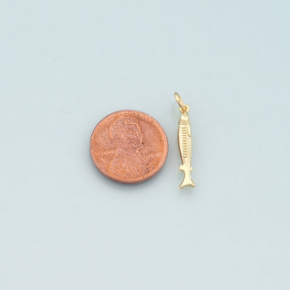 Gold Fish Charms,18K Gold Filled Fish Pendant,Ocean Charm Bracelet Necklace for DIY Jewelry Making Supply