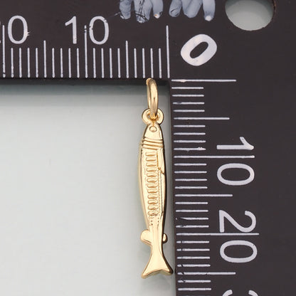 Gold Fish Charms,18K Gold Filled Fish Pendant,Ocean Charm Bracelet Necklace for DIY Jewelry Making Supply