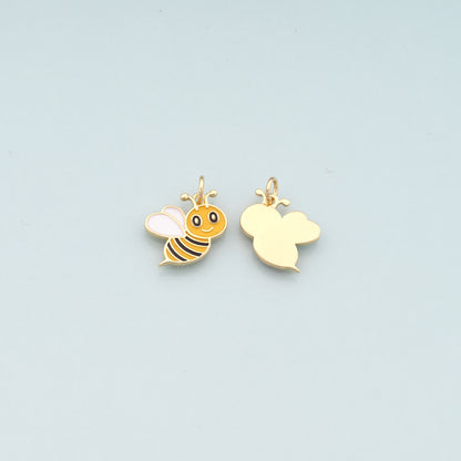 Gold Insect Charms,18K Gold Filled Bee Pendant,Enamel Bee Charm Bracelet Necklace for DIY Jewelry Making Supply