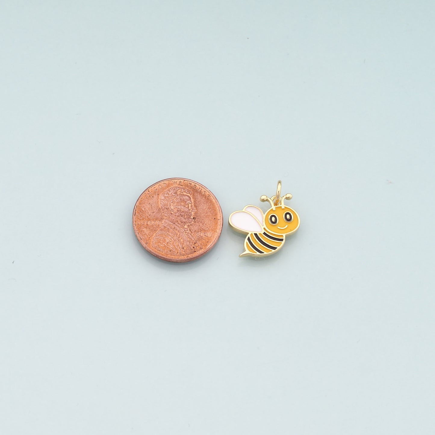 Gold Insect Charms,18K Gold Filled Bee Pendant,Enamel Bee Charm Bracelet Necklace for DIY Jewelry Making Supply