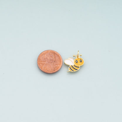 Gold Insect Charms,18K Gold Filled Bee Pendant,Enamel Bee Charm Bracelet Necklace for DIY Jewelry Making Supply