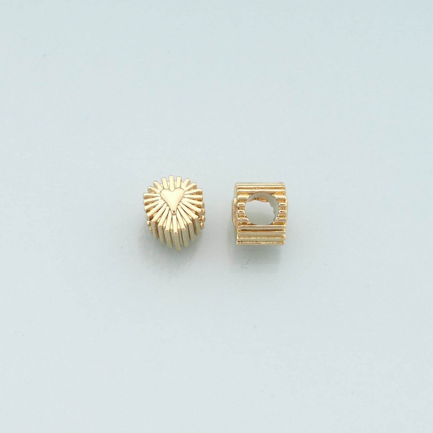 Gold Heart Beads Charms,18K Gold Filled Heart Spacer beads Bracelet Necklace for DIY Jewelry Making Supply