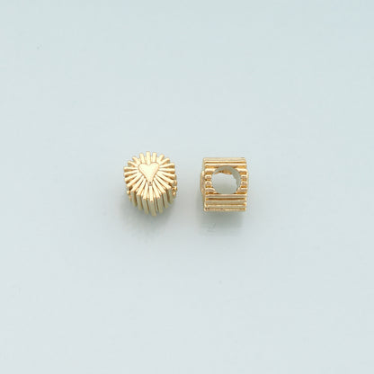 Gold Heart Beads Charms,18K Gold Filled Heart Spacer beads Bracelet Necklace for DIY Jewelry Making Supply