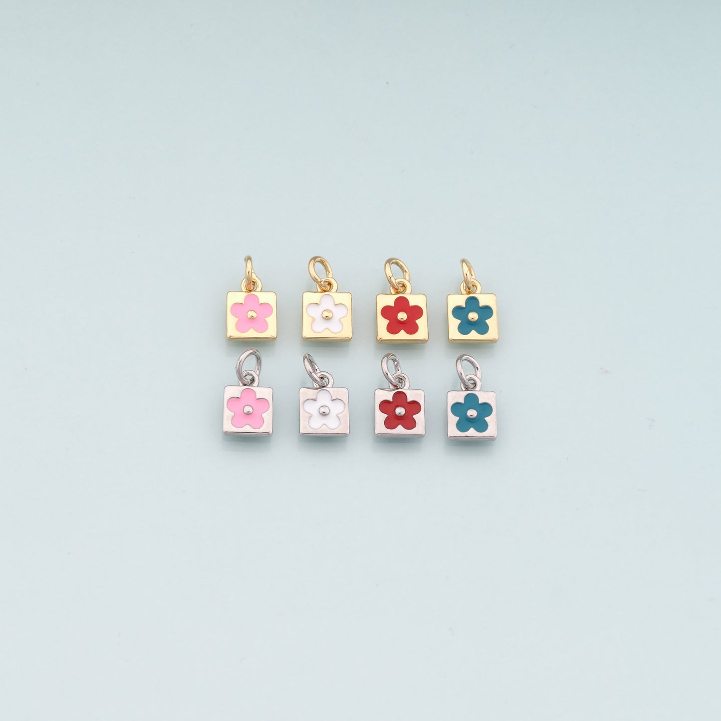 Gold Flower Charms,18K Gold Filled Flower Pendant,Enamel Flower Charm Bracelet Necklace for DIY Jewelry Making Supply