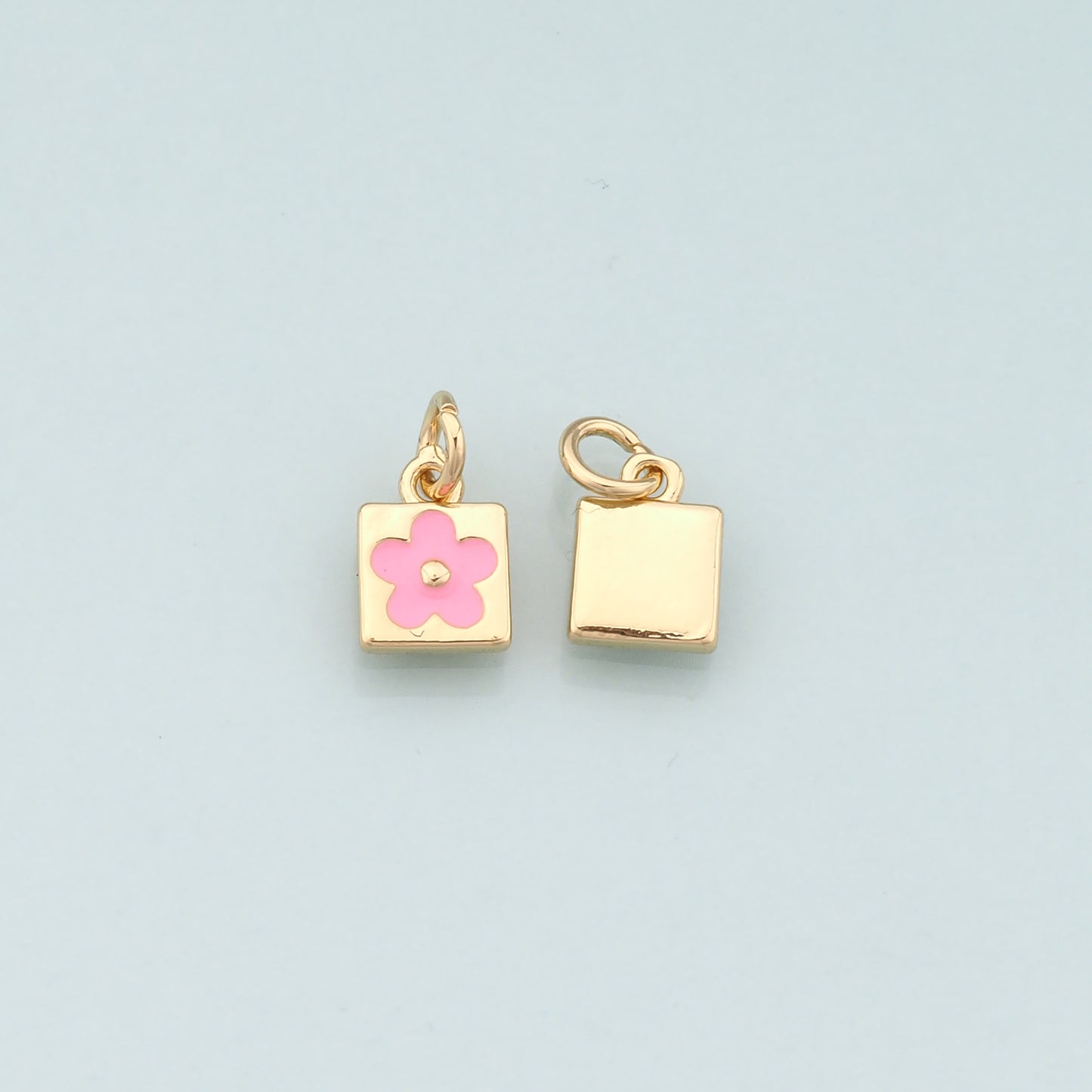 Gold Flower Charms,18K Gold Filled Flower Pendant,Enamel Flower Charm Bracelet Necklace for DIY Jewelry Making Supply