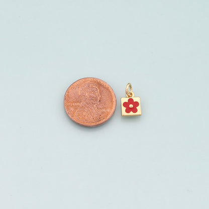 Gold Flower Charms,18K Gold Filled Flower Pendant,Enamel Flower Charm Bracelet Necklace for DIY Jewelry Making Supply