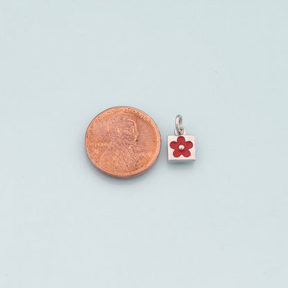 Gold Flower Charms,18K Gold Filled Flower Pendant,Enamel Flower Charm Bracelet Necklace for DIY Jewelry Making Supply