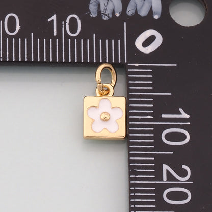 Gold Flower Charms,18K Gold Filled Flower Pendant,Enamel Flower Charm Bracelet Necklace for DIY Jewelry Making Supply